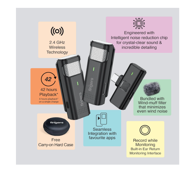 Fingeres Duo-PhoneMic-TypeC Laveliar Wireless Microphone